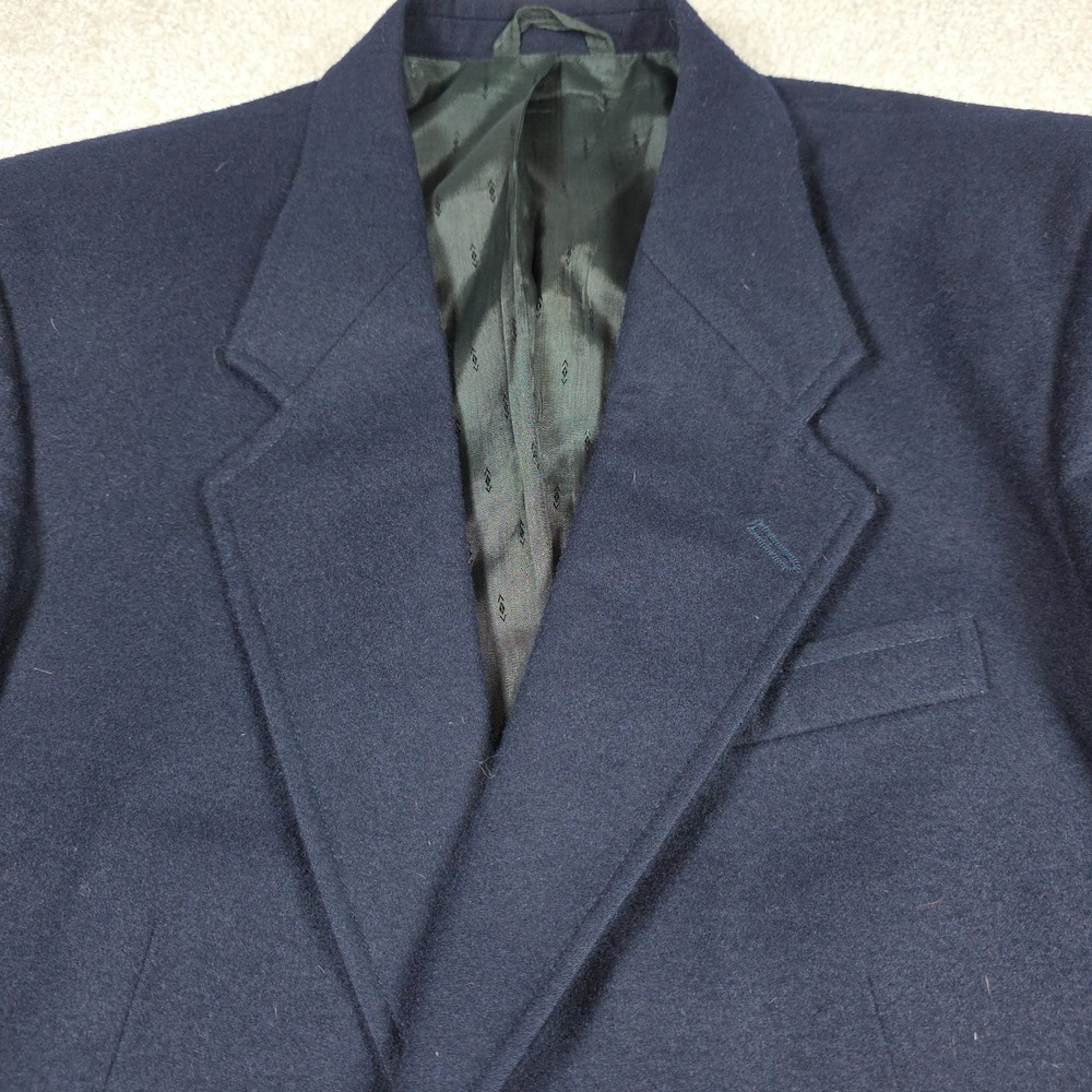 Oakton Ltd Sports Coat Mens 40R Blue 2-Button Jacket Cashmere Blend Vintage